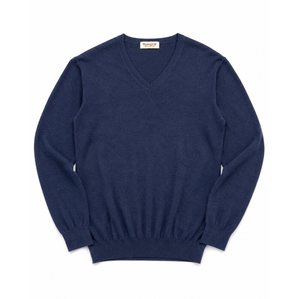 Suitsupply Mens V-Neck Sweater Blue Cotton Cashmere Blend Size S SW556